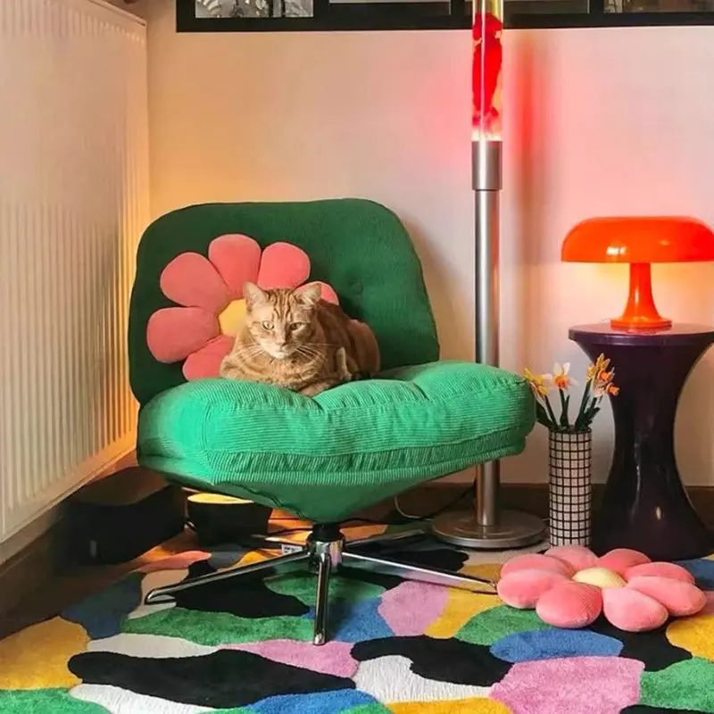 Modern Minimalist Rectangular Corduroy Steel Accent Chair Backrest Armless For Living Room