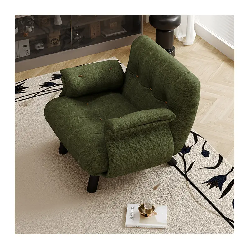 Traditional French Sherpa Fleece Snow Velvet Solid Wood S-Shaped Square Accent Chair With Backrest & Armrests For Living Room