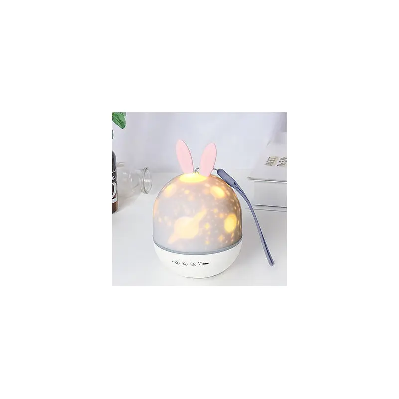 Contemporary Creative Kids Projectable Round Rabbit Deer ABS LED Table Lamp For Bedroom