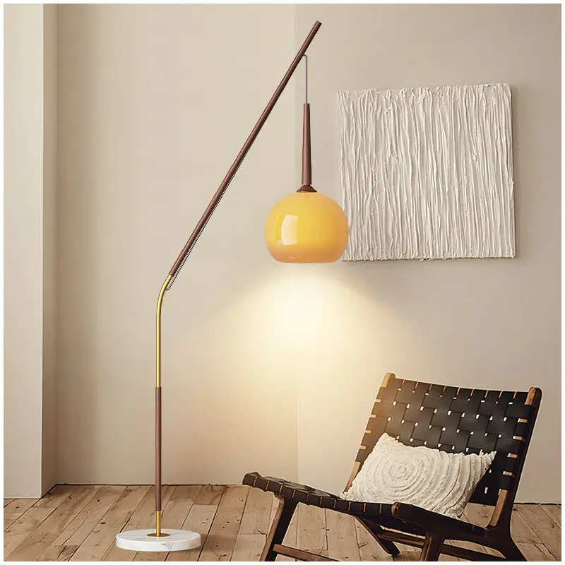 Traditional Vintage Orb Iron Glass 1-Light Standing Floor Lamp For Bedroom