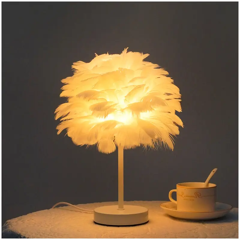Contemporary Creative Feather USB LED Table Lamp For Bedroom