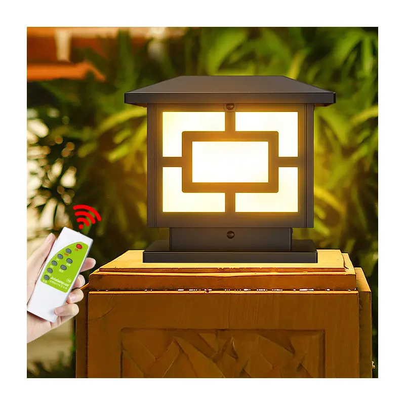 Traditional Chinese Solar Waterproof ABS Acrylic Square Lantern LED Landscape Lighting Outdoor Light For Outdoor Patio