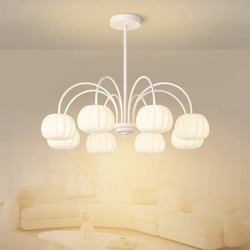 Contemporary Creative Branch Curved Rod Pumpkin PE Iron 5/6/8 Light Chandelier For Living Room