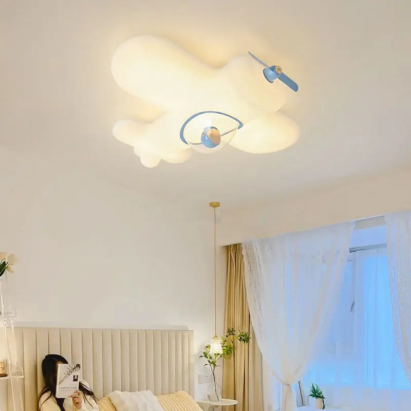 Modern Simplicity Kids Plane Iron PE LED Flush Mount Ceiling Light For Bedroom