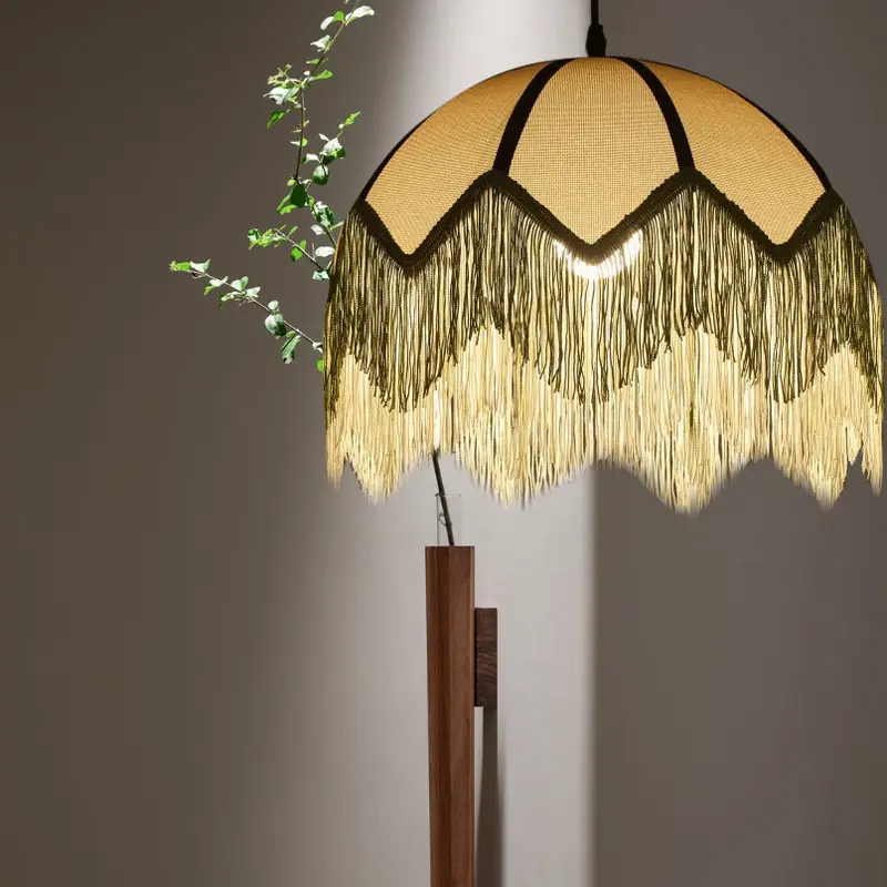 Traditional Vintage Flower Shaped Fabric Iron 1-Light Pendant Light For Living Room