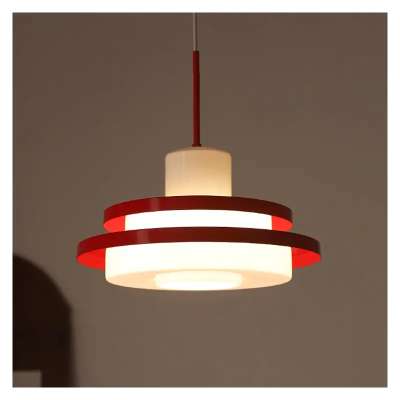 Traditional Vintage Round Cylinder Glass Iron 1-Light Pendant Light For Living Room