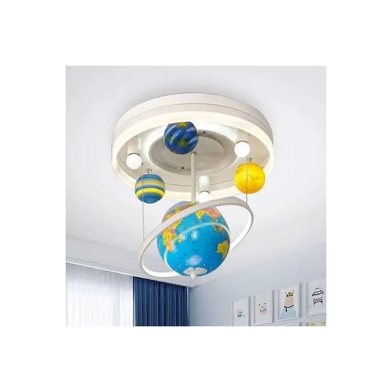 Contemporary Creative Kids Round Orb Globe Hardware Acrylic LED Flush Mount Ceiling Light For Bedroom