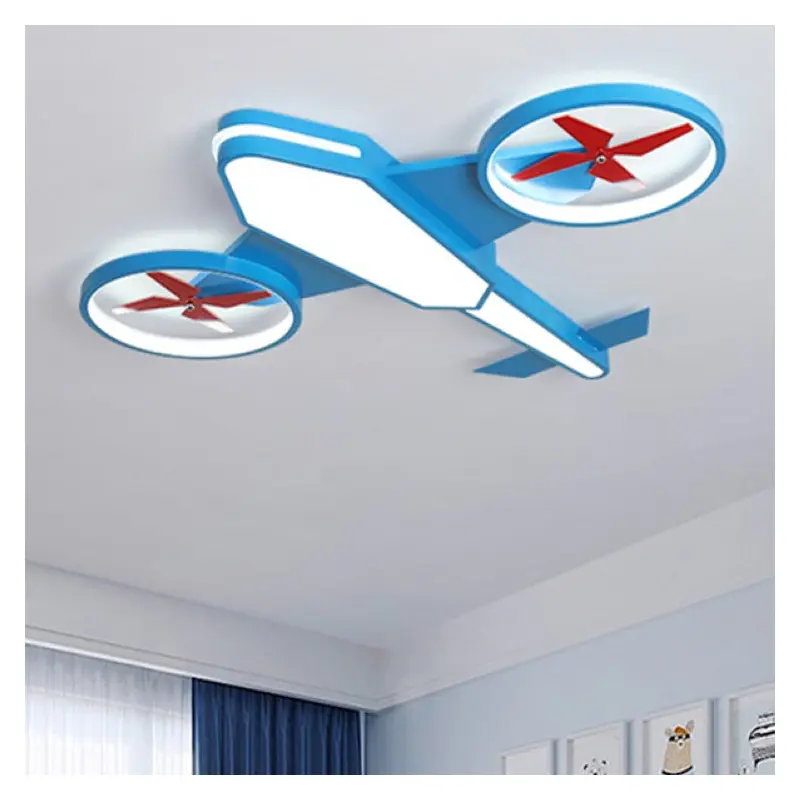 Contemporary Creative Cartoon Airplane Iron Acrylic LED Flush Mount Ceiling Light For Bedroom
