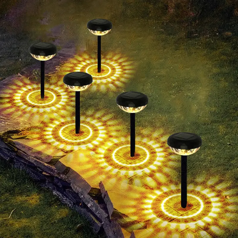 Contemporary Industrial ABS Round LED Solar Waterproof Lawn Insert Light For Outdoor Patio
