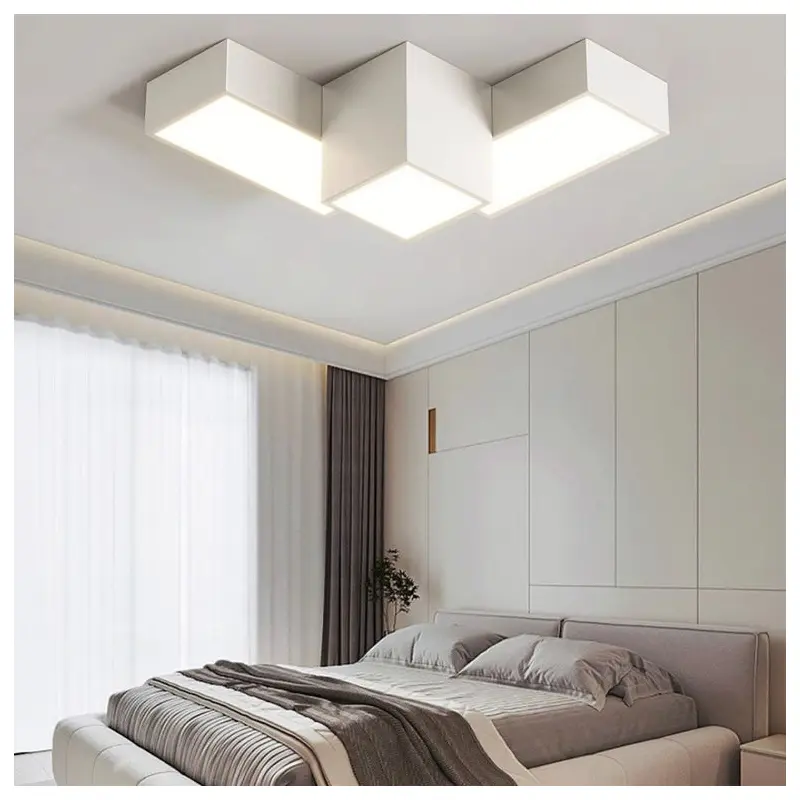 Contemporary Creative Rectangular Square Patchwork Acrylic Iron LED Flush Mount Ceiling Light For Living Room