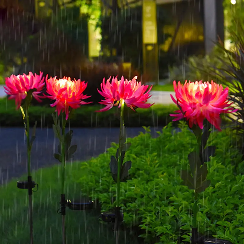 Modern Art Deco Sensor Solar Daisy Shaped Rubber LED Outdoor Light For Garden