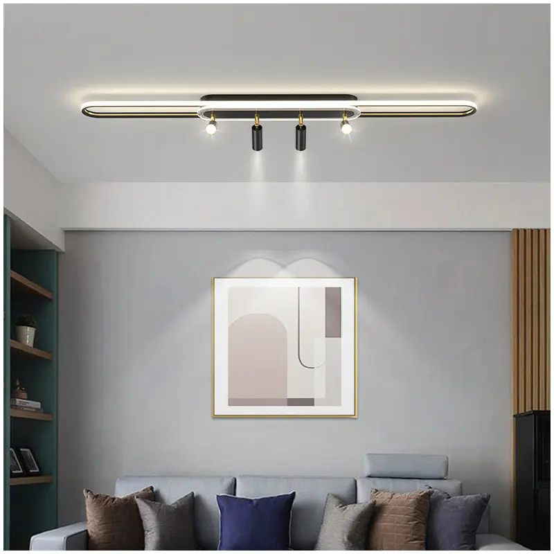 Modern Simplicity Iron Aluminium Acrylic Silica Elliptical Strip LED Flush Mount Ceiling Light For Dining Room