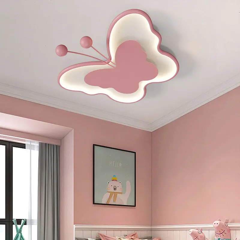Contemporary Creative Butterfly Aluminum Iron LED Flush Mount Ceiling Light For Bedroom