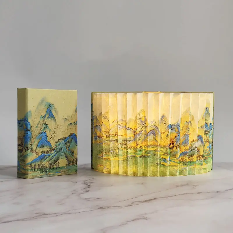 Contemporary Creative Foldable Book Shaped Rectangle PU Paper LED Table Lamp For Bedroom