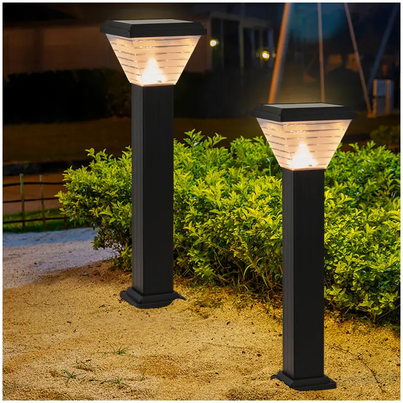 Modern Minimalist Square Cylinder Solar Waterproof ABS PC LED Outdoor Light For Garden