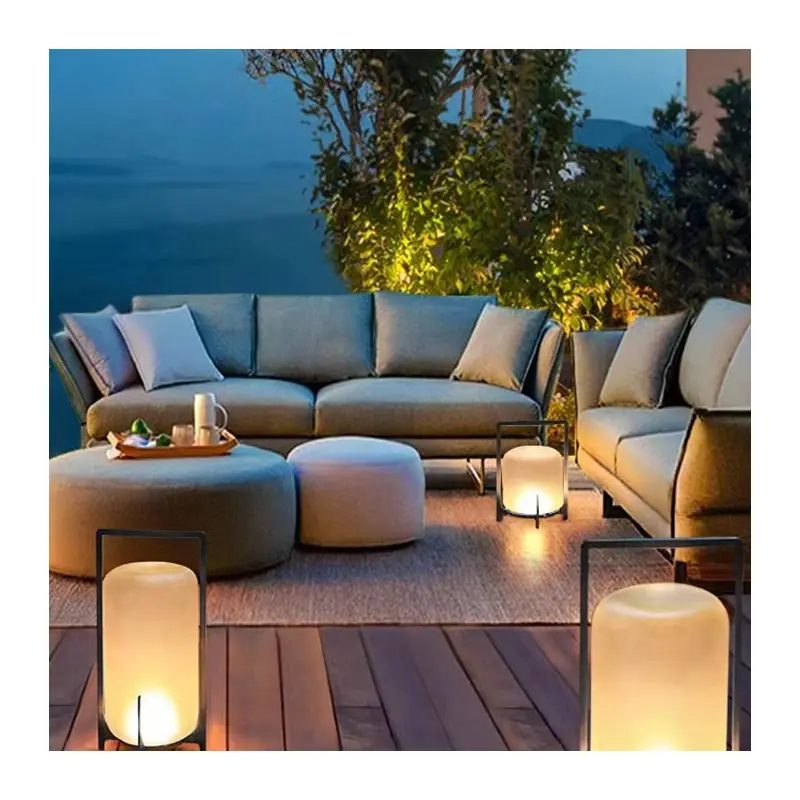 Traditional Chinese Lantern Round Solar Waterproof Glass Stainless Steel LED Outdoor Light For Garden