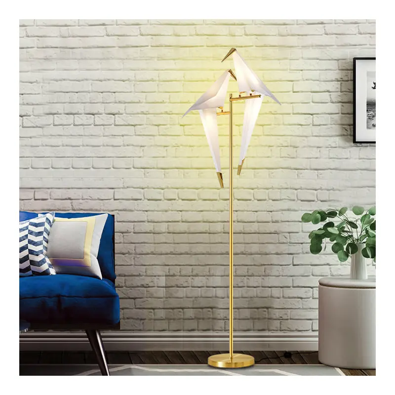 Contemporary Creative Bird Iron PP LED Standing Floor Lamp For Living Room
