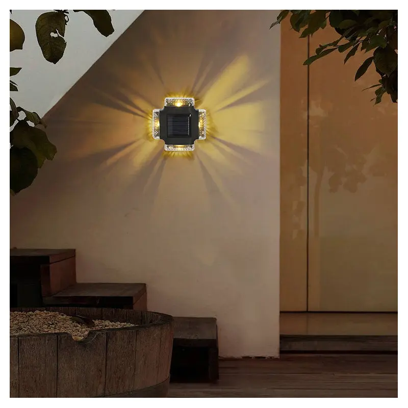 Contemporary Industrial Waterproof Square ABS Shade LED Solar Outdoor Wall Sconce Lamp For Garden