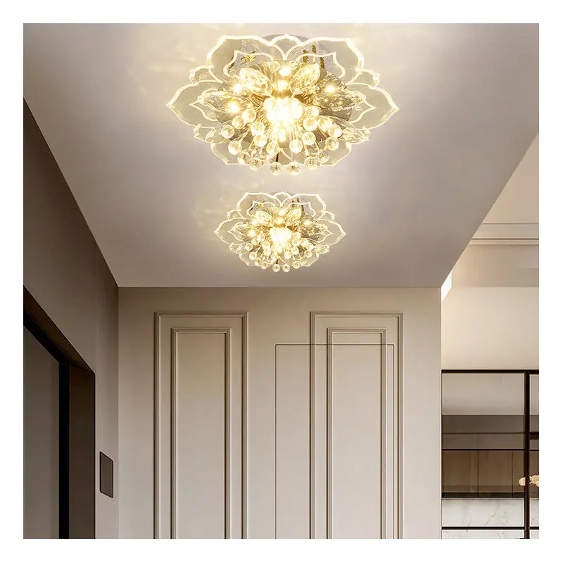 Modern Simplicity Crystal Acrylic Flower LED Flush Mount Ceiling Light For Hallways
