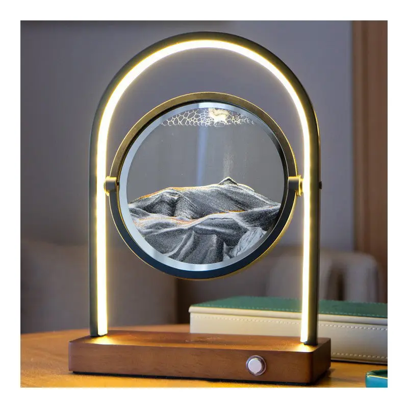Contemporary Creative Floating Sand Wood Aluminum PVC USB LED Table Lamp For Bedroom