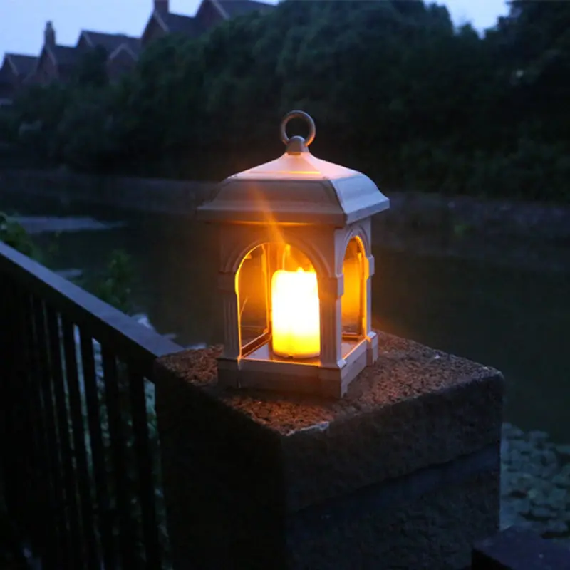 Modern Minimalist Solar Rectangular Candle Plastic LED Outdoor Wall Sconce Lamp For Garden