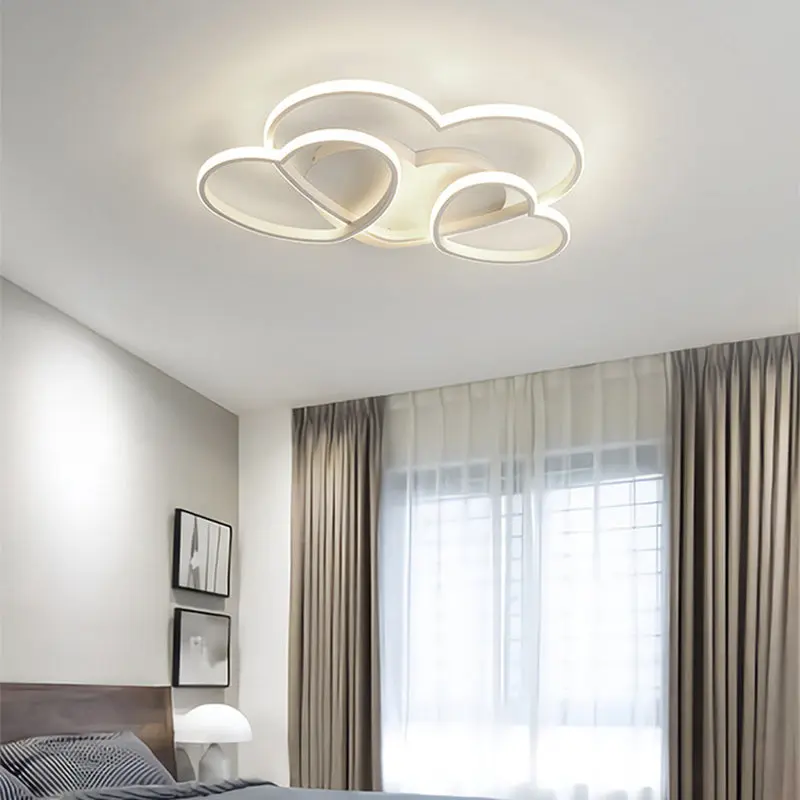 Contemporary Creative Heart Shape Acrylic Iron LED Flush Mount Ceiling Light For Living Room