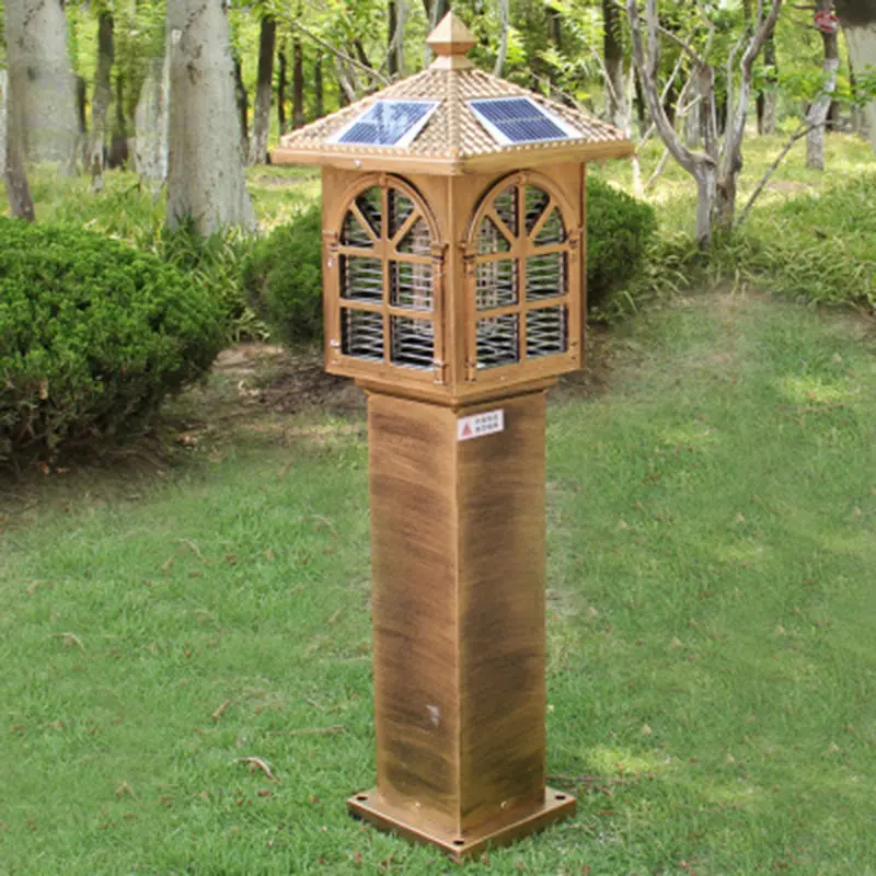 Traditional Chinese Solar Waterproof Rectangle Eaves Window Die-Cast Aluminum LED Lawn Landscape Light Mosquito Killer Lamp For Garden