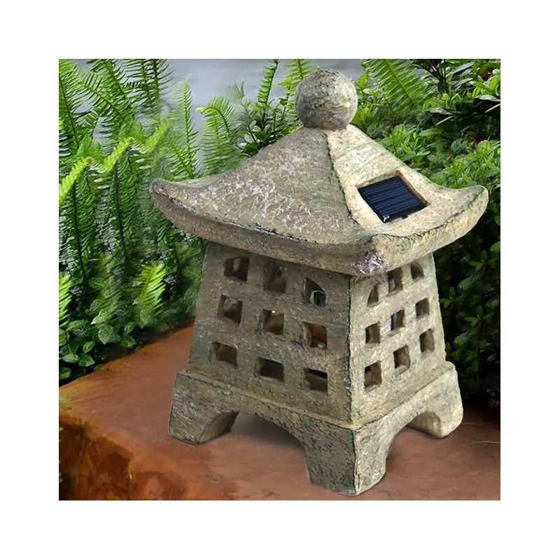 Modern Art Deco House Shape Solar Waterproof Resin LED Landscape Lighting Outdoor Light For Garden