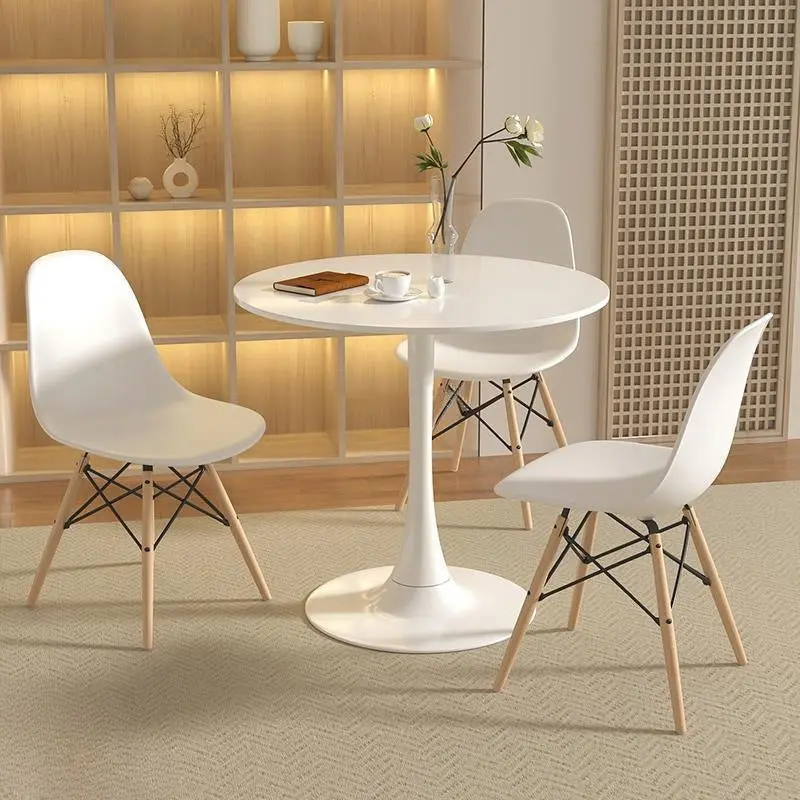 Modern Minimalist Round MDF Iron Side Table 1-Tier For Living Room