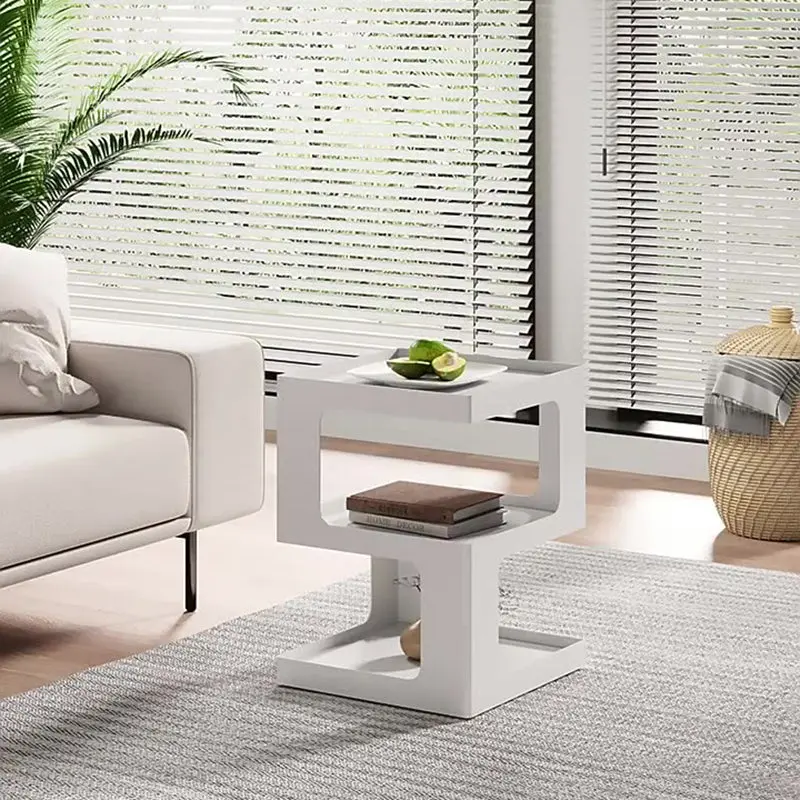 Contemporary Creative Rectangular Stainless Steel Side Table 3-Tier For Living Room