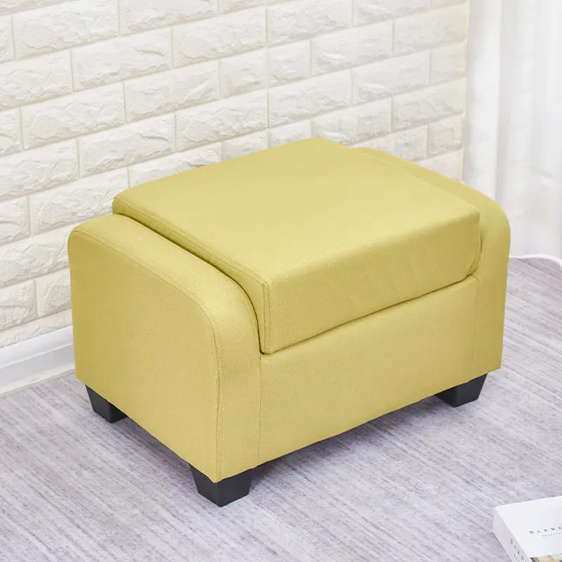 Modern Minimalist TechFabric Linen Sponge Wood Plastic Rectangle LowStool Backrest Armless For Living Room