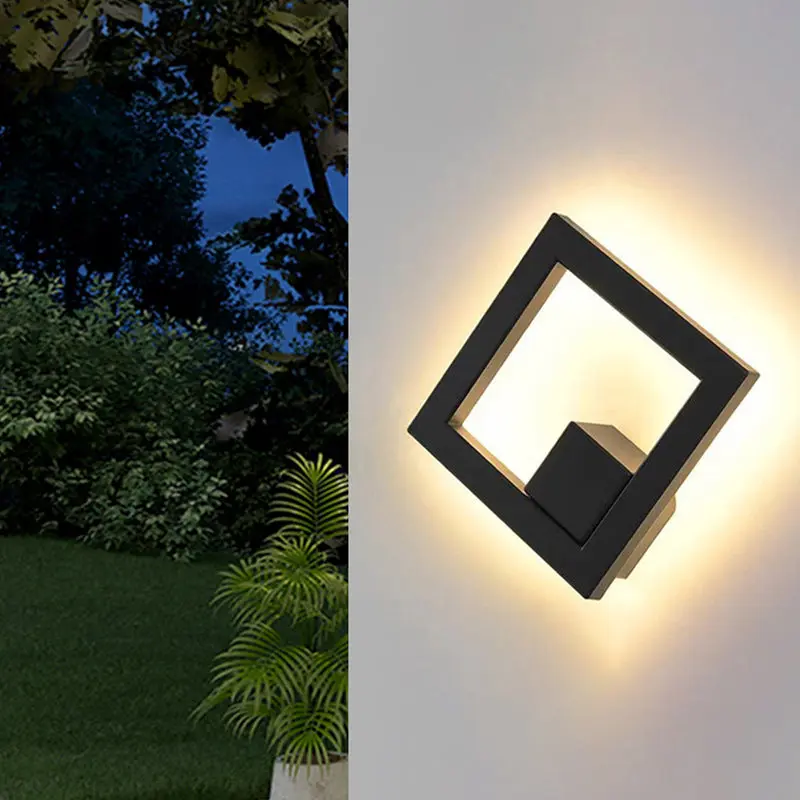 Modern Minimalist Waterproof Square Round Aluminum Acrylic LED Outdoor Wall Sconce Lamp For Garden