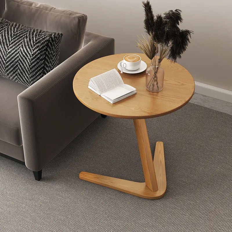 Traditional Vintage Round Rubberwood Solid Wood Side Table For Living Room