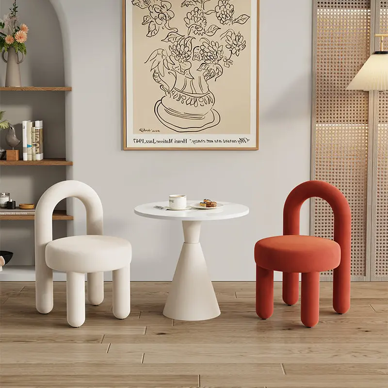 Contemporary Scandinavian Sintered Stone Solid Wood Iron Velvet Sponge Round Accent Chair & Table Set For Living Room