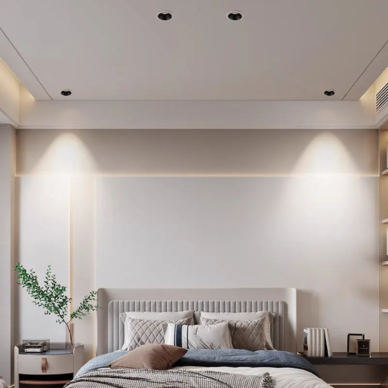 Recessed Adjustable Aluminum LED Downlight - Minimalist Rotation Cylinder Flush Mount Lighting For Living Room