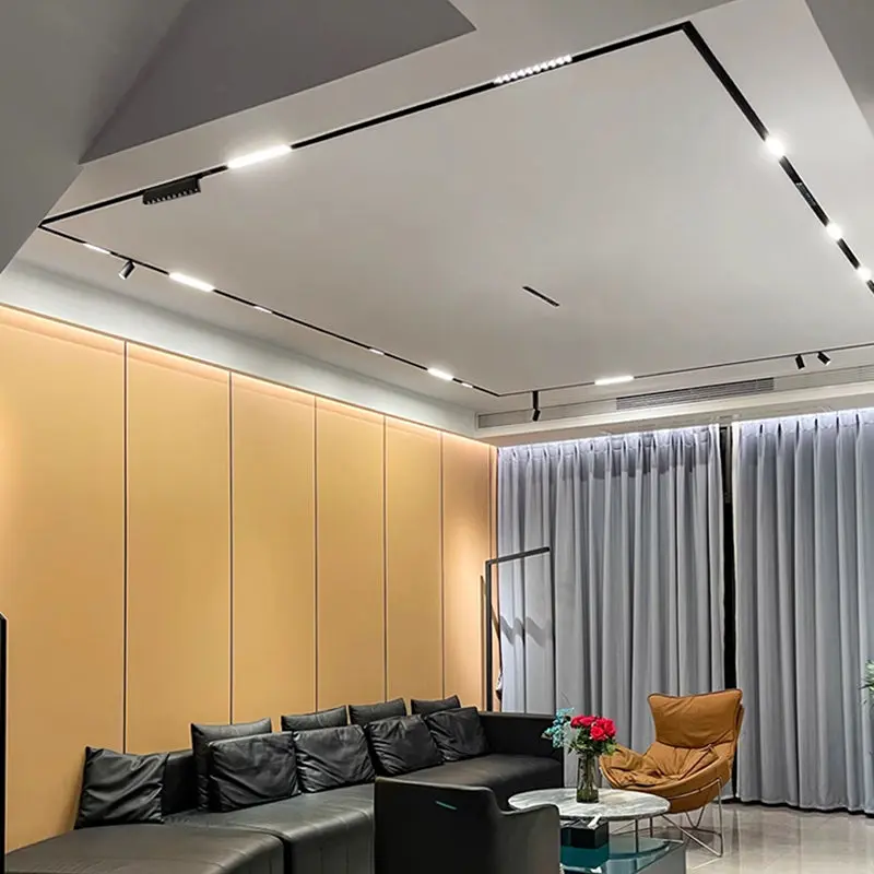 Strip Recessed LED Magnetic Track Lighting - Minimalist Linear Flush Mount Ceiling Light For Home Office