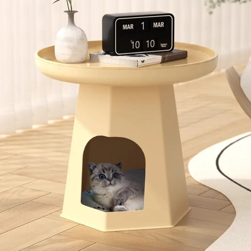 Modern Minimalist Round ABS Cat Bed End Table For Living Room