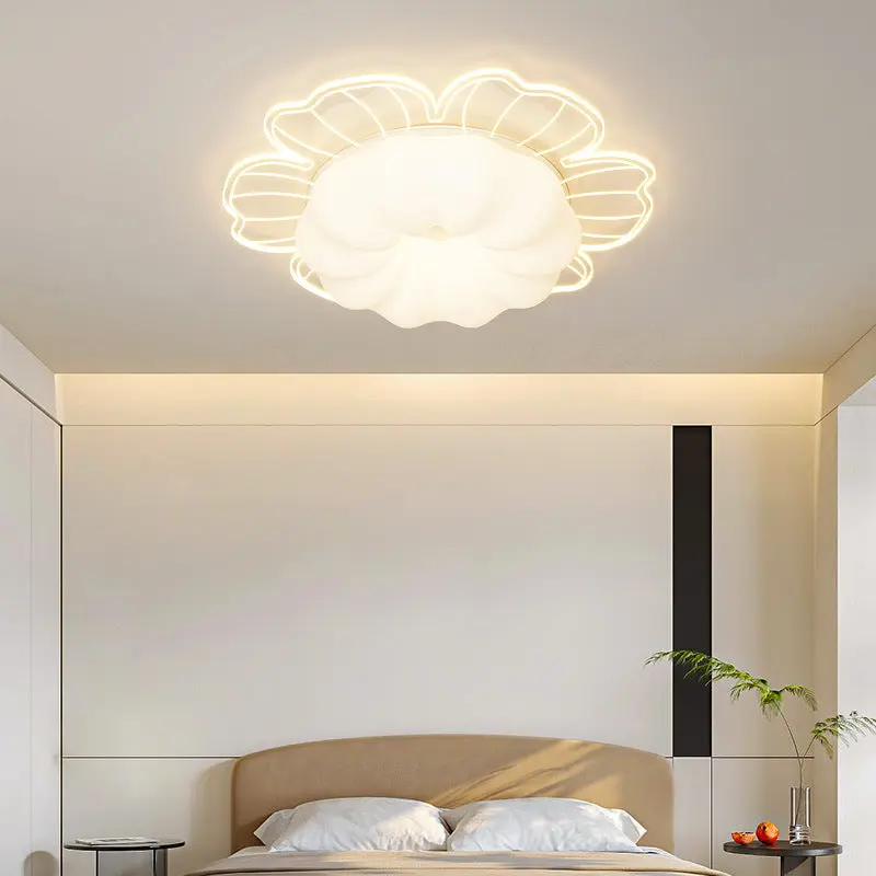 Contemporary Creative PVC Iron Floral Round LED Flush Mount Ceiling Light For Bedroom & Living Room