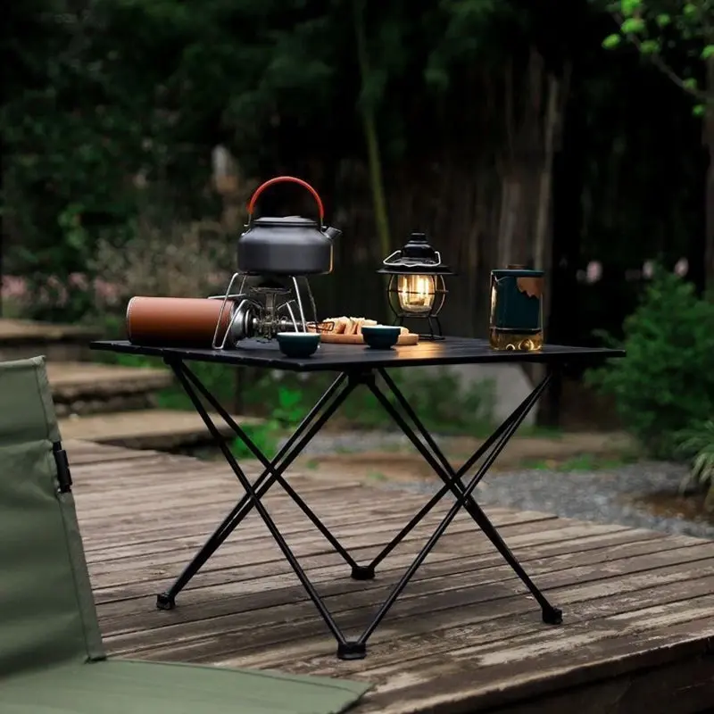 Modern Minimalist Carbon Steel Aluminum Foldable Square Side Table For Outdoor