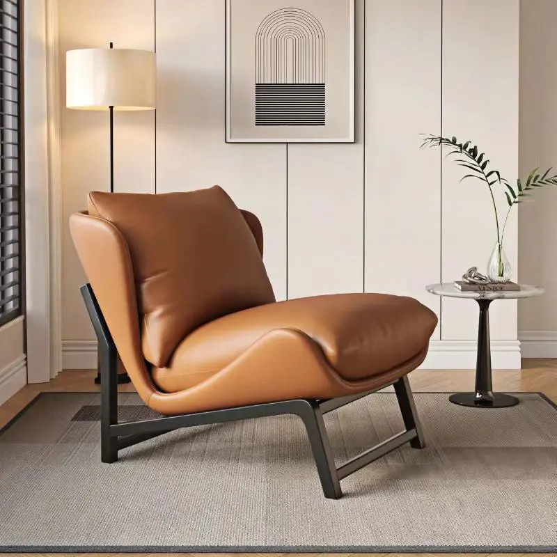 Traditional French Velvet Cat Scratch Leather Carbon Steel Rectangular Curved Square Accent Chair With Backrest For Living Room