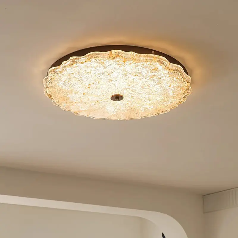 Traditional Vintage Iron Resin Floral Round LED Flush Mount Ceiling Light For Bedroom