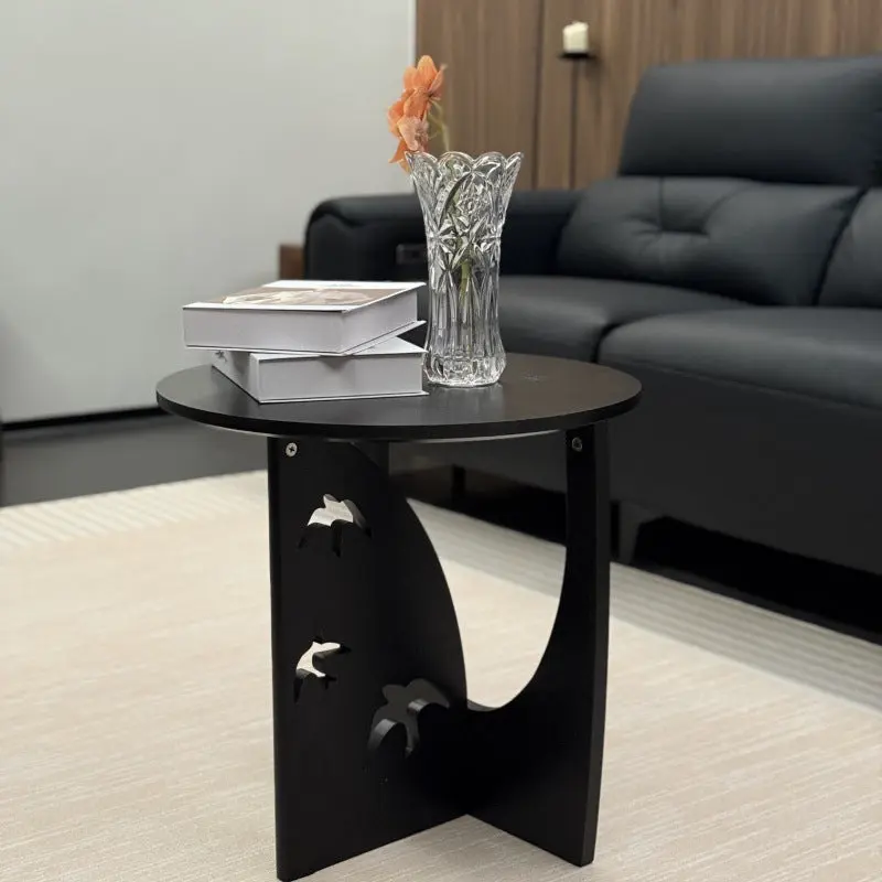 Traditional Vintage Round Solid Wood End Table Openwork Frame For Living Room