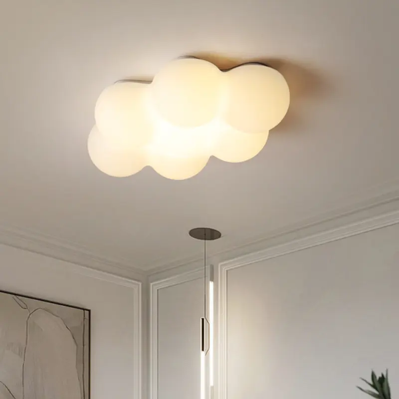Contemporary Creative PE Iron Cloud-Shaped LED Flush Mount Ceiling Light For Bedroom