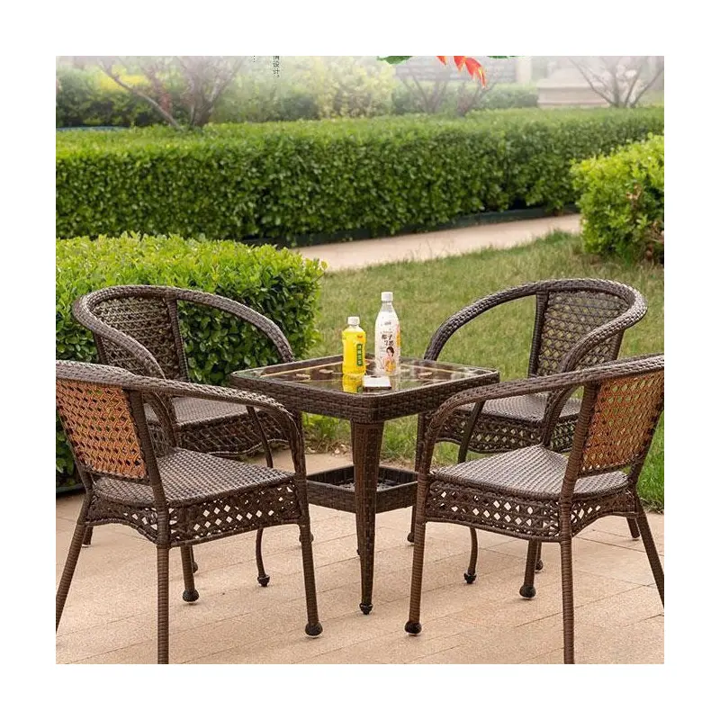 Modern Minimalist Curved Polyethylene Rattan-Look Outdoor Chair Backrest Armrest For Outdoor