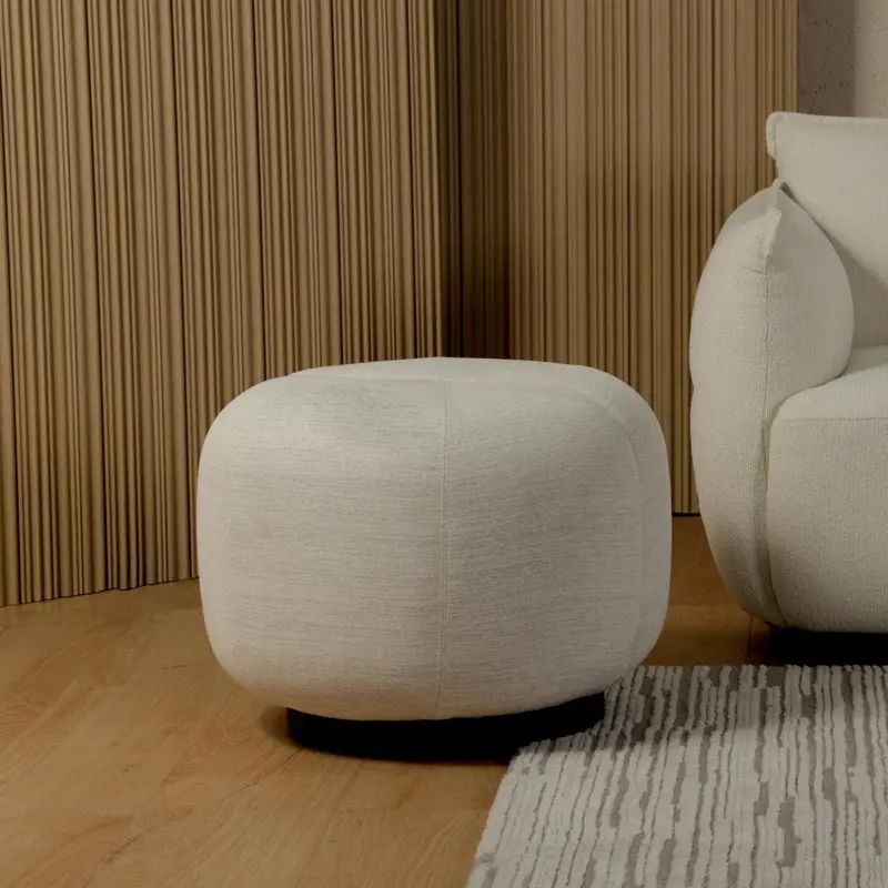 Modern Minimalist Round Cushion Cotton-Linen Solid Wood Sponge Low Stool For Living Room