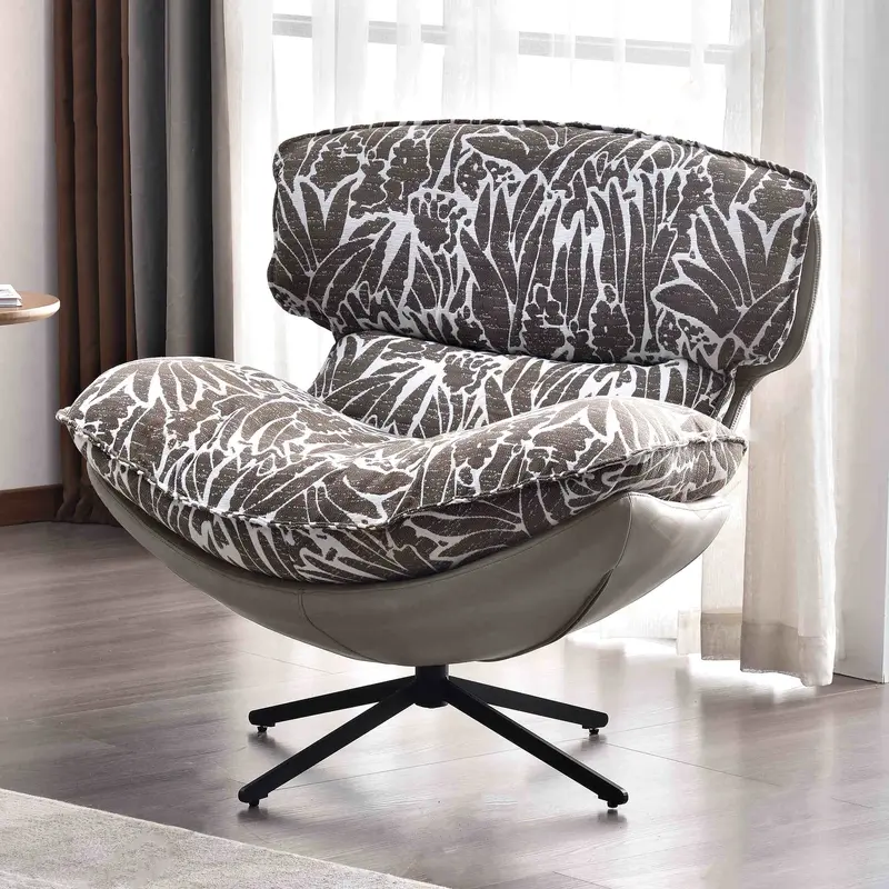 Traditional Rustic Detachable Design Accent Chair - Sturdy 360 Silent Rotation Leisure Chair For Living Room & Bedroom