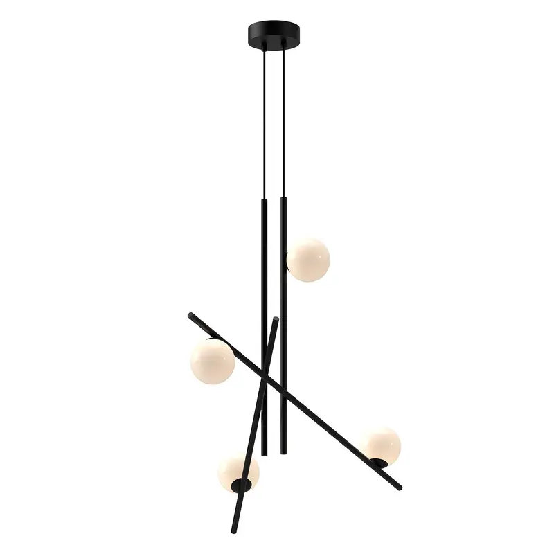 Amara LED Chandelier Black/Glossy Opal Glass