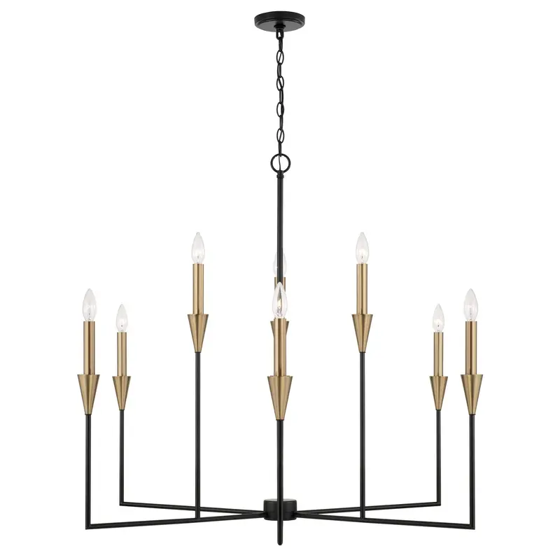 Avant Nine Light Chandelier Aged Brass and Black