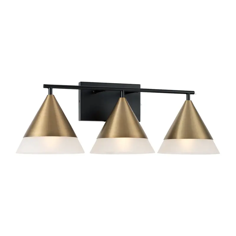 Avant Three Light Vanity Aged Brass and Black