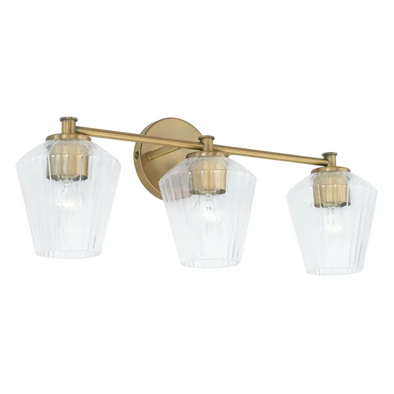Beau Three Light Vanity Aged Brass